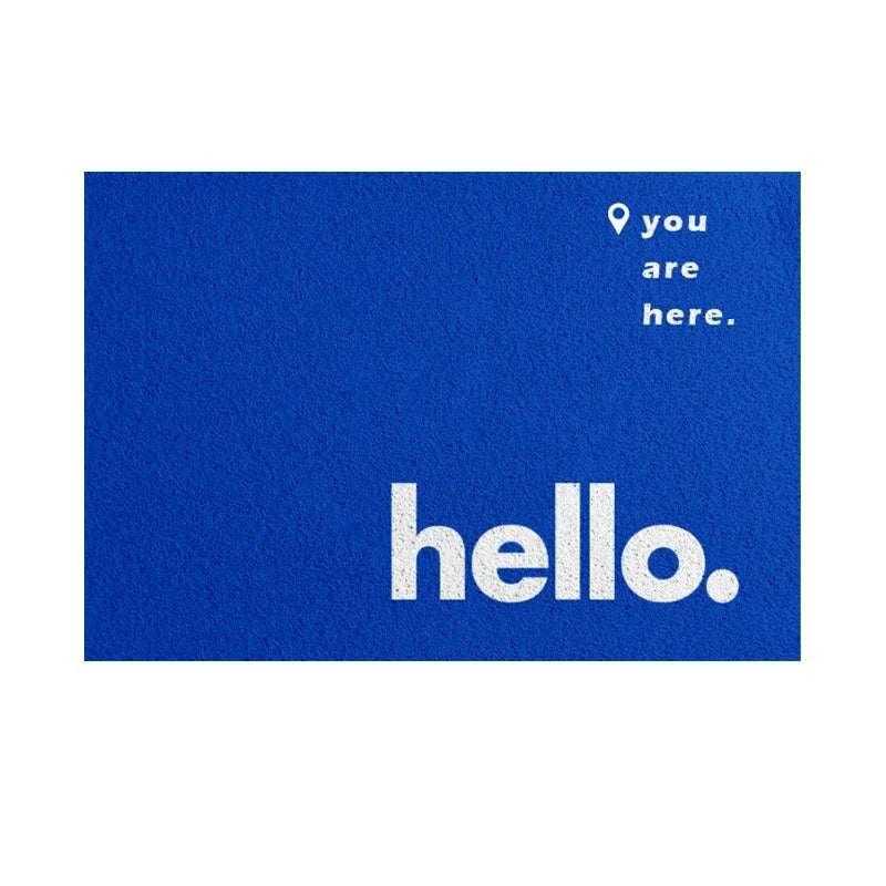 tapis d'entrée moderne lettre hello bleu antidérapant résistant extérieur 40x60cm 50x70cm 60x90cm