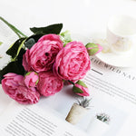 bouquet fleurs artificielles soie décoration maison mariage anniversaire fêtes extérieur roses pivoines classique