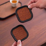 coasters marron tissu tressé moderne adhésif set rangement pièces minimaliste