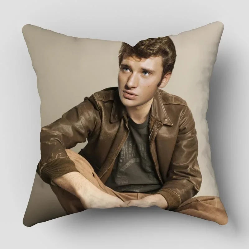 taie d'oreiller johnny hallyday personnalisable couleurs noir bleu vert blanc violet motifs couleurs noirs