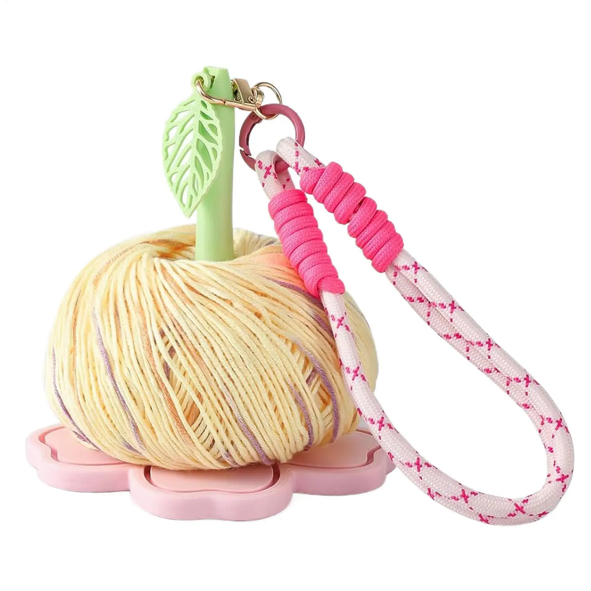 organisateur bobines fil tricot crochet portable poignet rose vert jaune blanc rouge floral