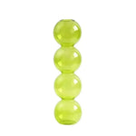 vase moderne transparent sphères empilées jaune clair rose bleu vert brun