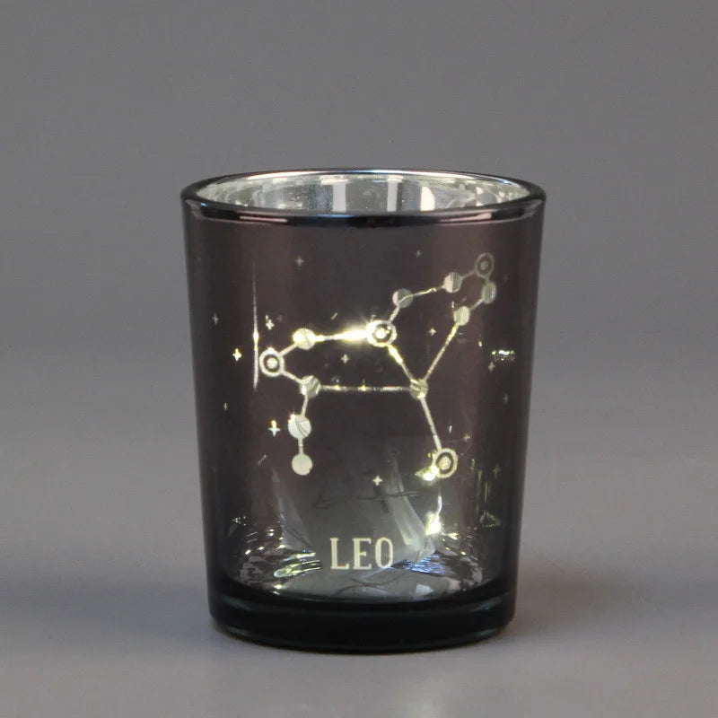 bougeoir verre noir doré motif constellation signe zodiaque décoration maison moderne