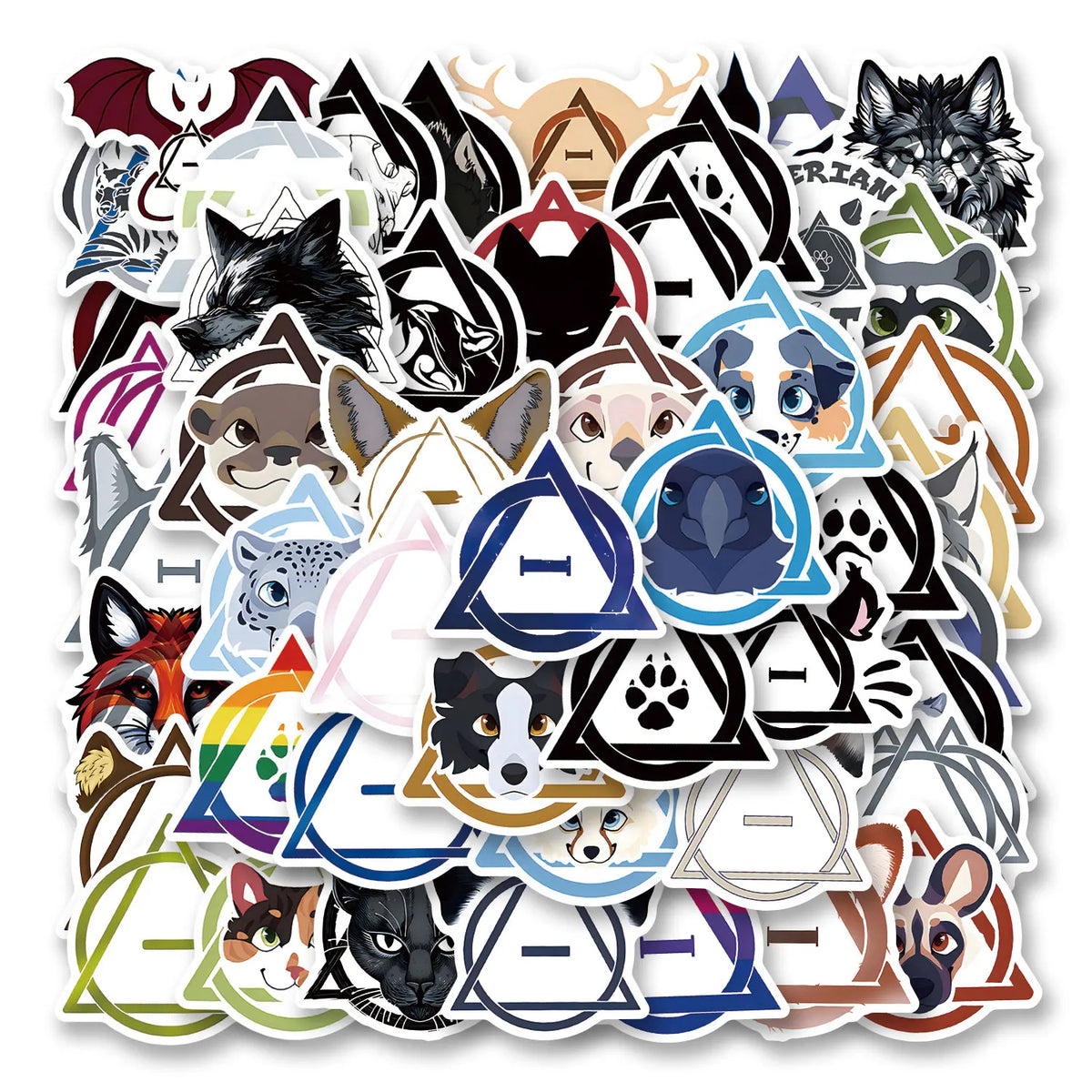 stickers graphiques animaux symboles geometriques multicolores adhésifs sports plein air festifs