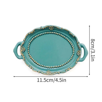 présentoir bijoux résine ornements floraux blanc doré rose vert classique vintage