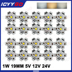 ampoules led 5v 12v 24v blanc chaud plaque 19mm diode carré moderne fixations vis