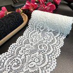 dentelle polyester noire blanche floral 10cm large élastique mariage décoration textile classique