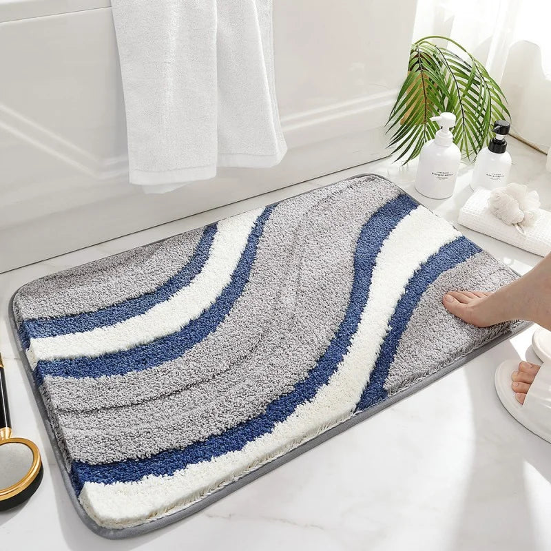 tapis sol antidérapant polyester moderne imprimé ondulé vert gris beige bleu blanc
