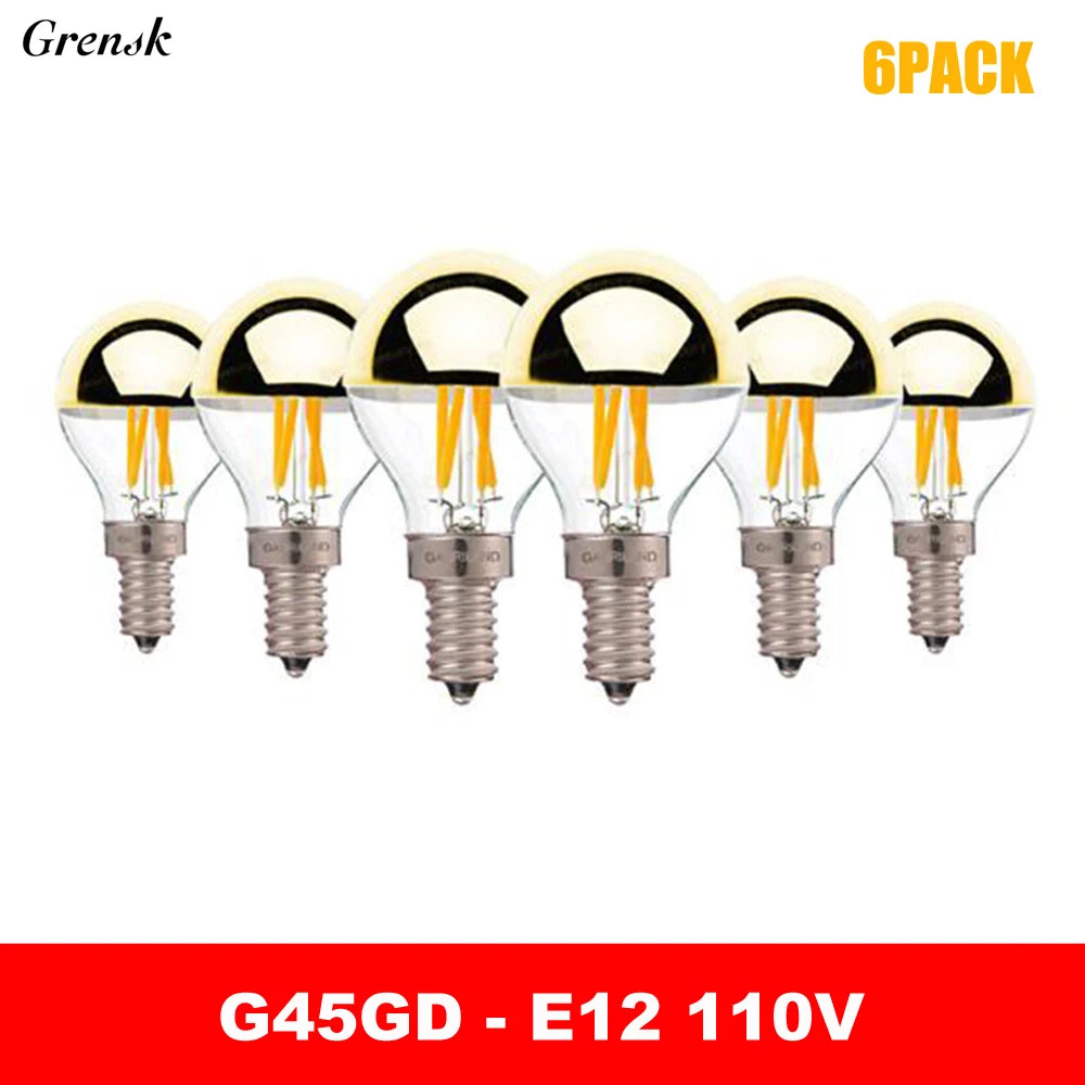 Ampoules LED filament doré blanc chaud sans ombre moderne 50000h E12 E14