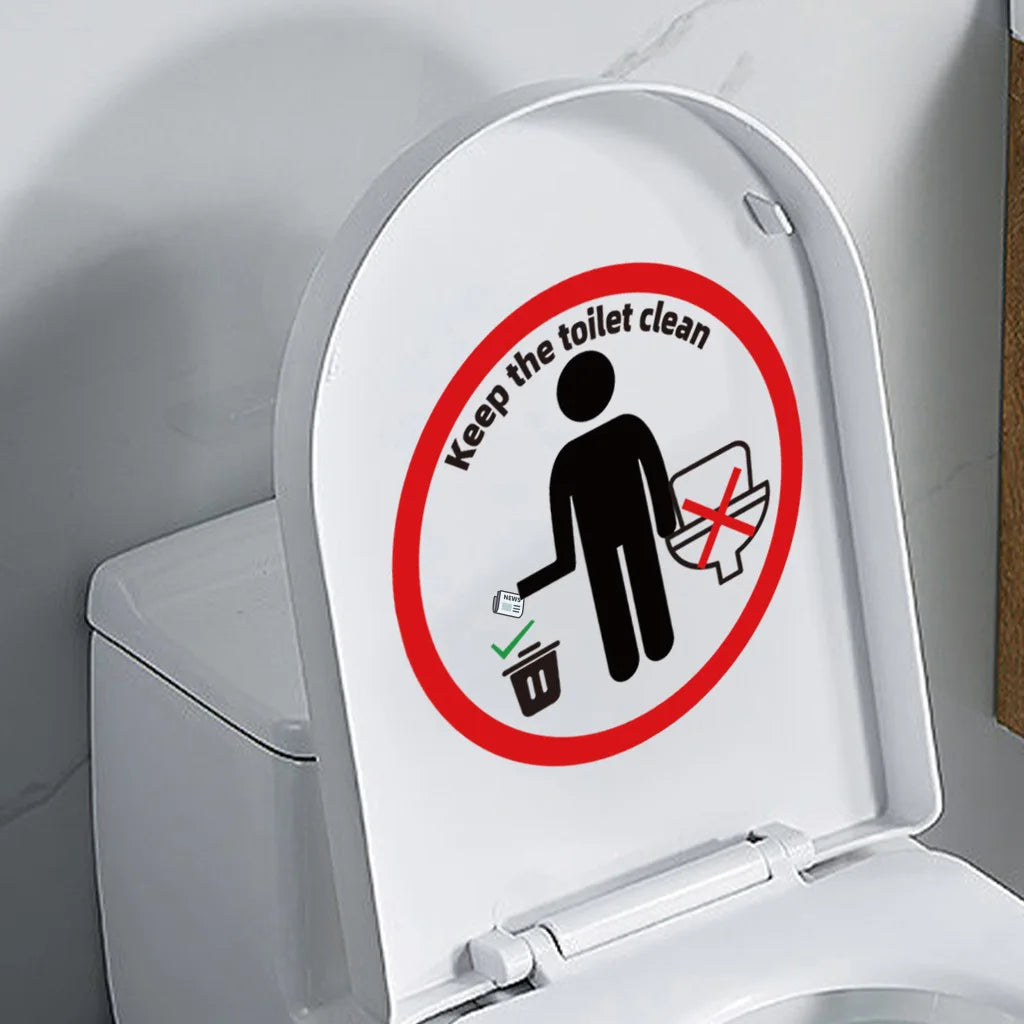 autocollant graphique interdiction papier toilette jetter déchets salle bain toilettes blanc rouge noir icônes