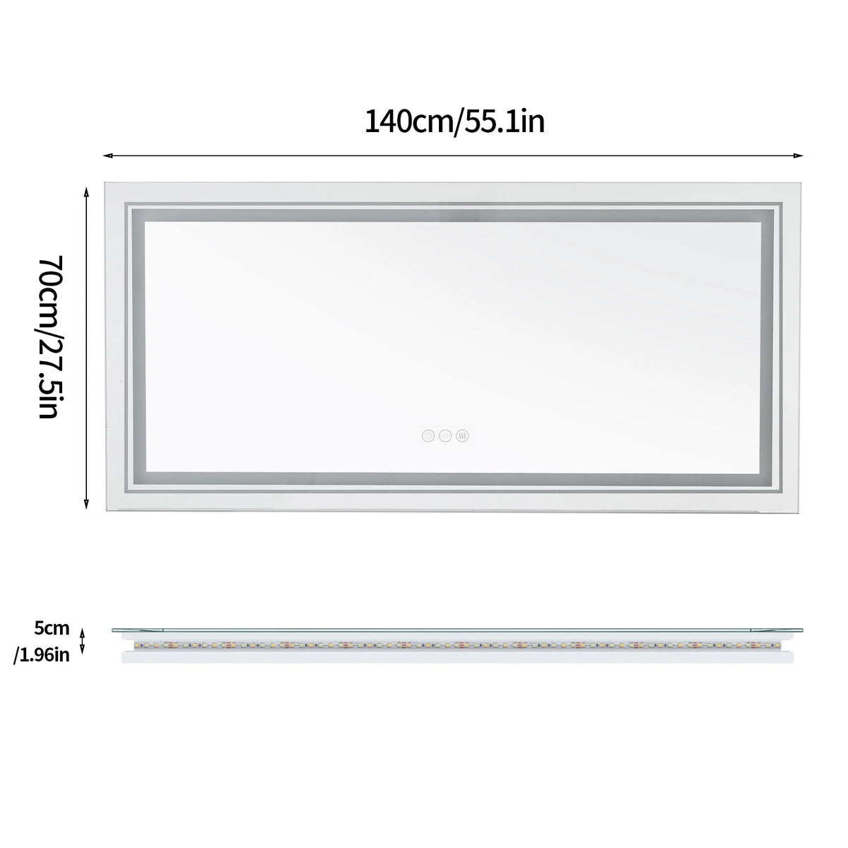 miroir lumineux moderne blanc mat anti buée éclairage led réglable tactile