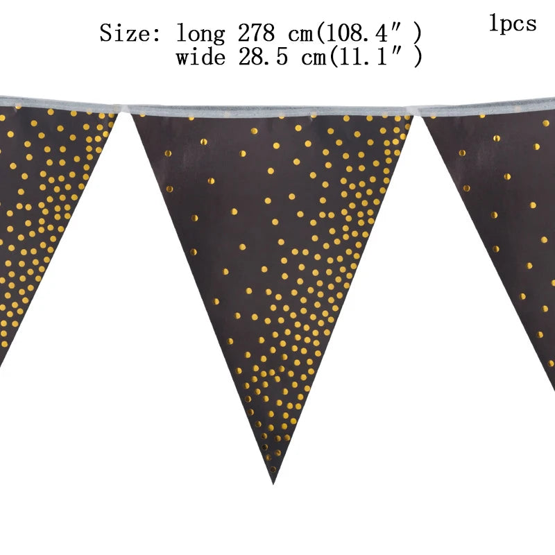 assiettes noires points dorés cuillères fourchettes couteaux gobelets serviettes tablecloth festif jetables moderne