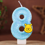 bougies numériques pailletées winnie ourson anniversaire enfant bleu jaune