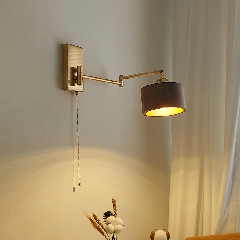 lampe murale or bois moderne interrupteur prise led minimaliste fixée vis
