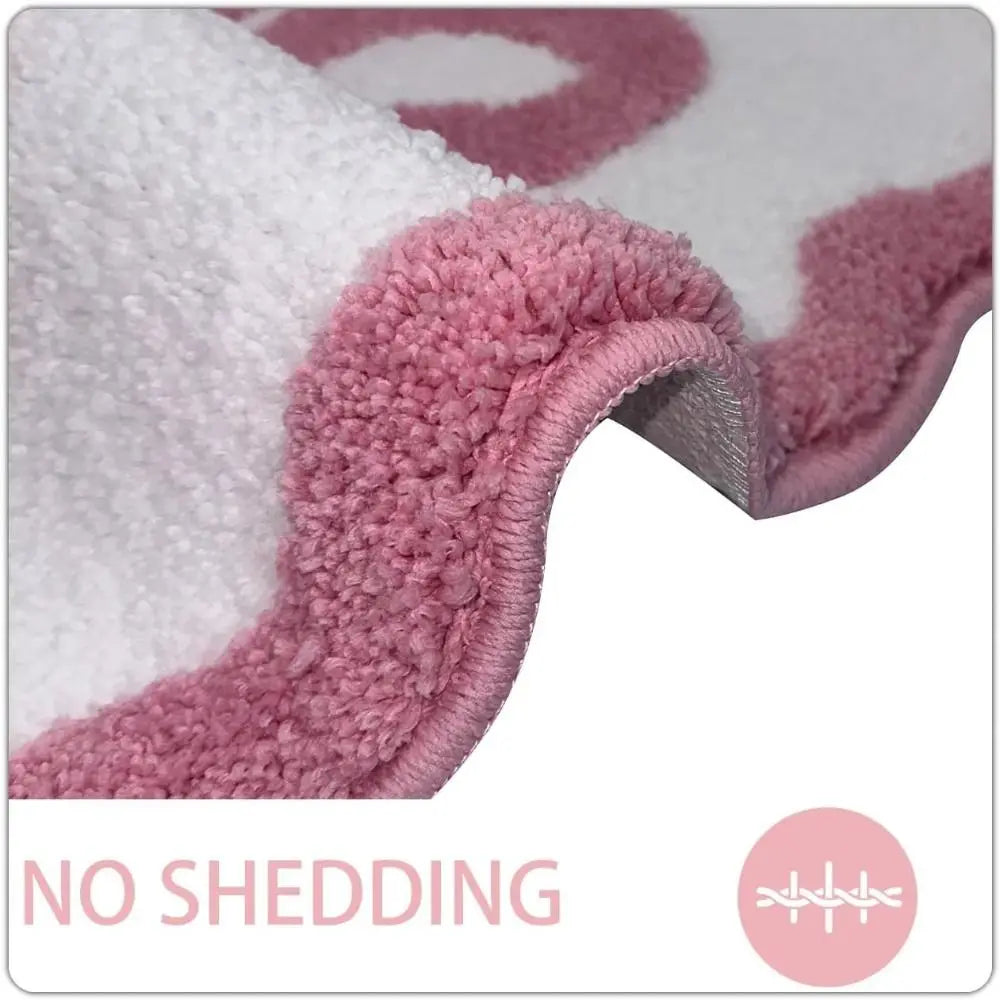 tapis bain blanc rose ruban doux moderne adhésif 40cm 50cm 60cm 80cm