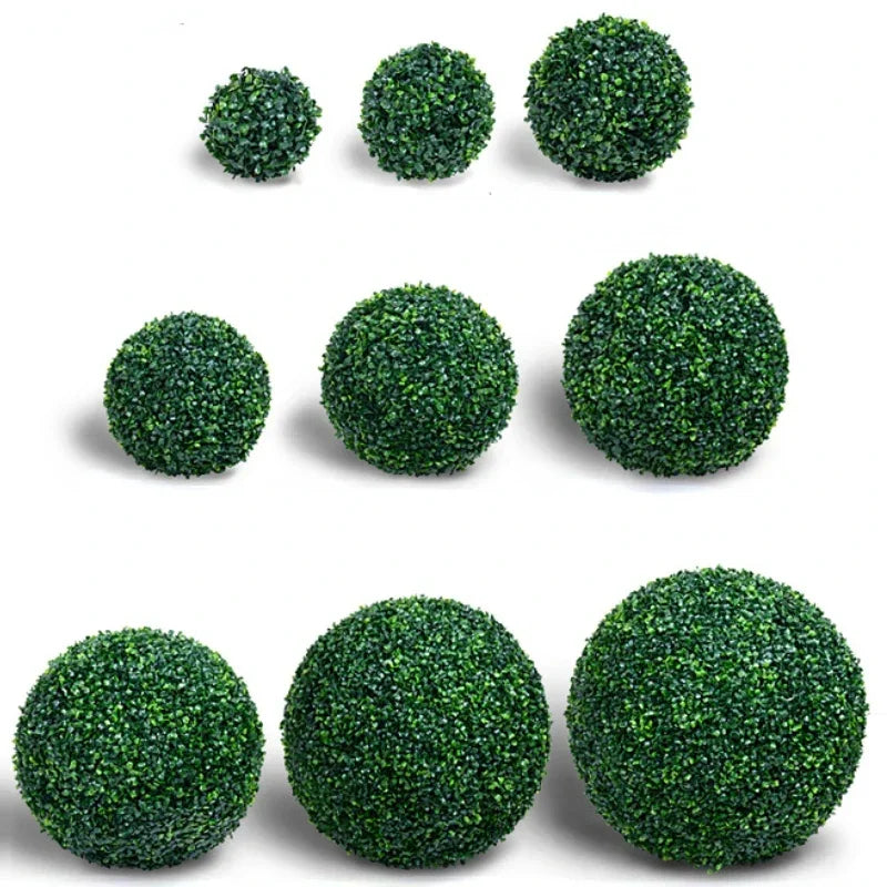 boule artificielle verte décoration extérieure moderne chaîne feuillage dense 10cm 13cm 18cm 23cm 28cm