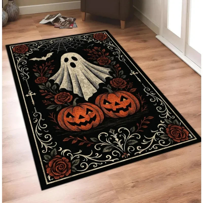 tapis baroque rose rouge fleurs feuilles croix noir salon decoration maison hotelextérieur salle bain