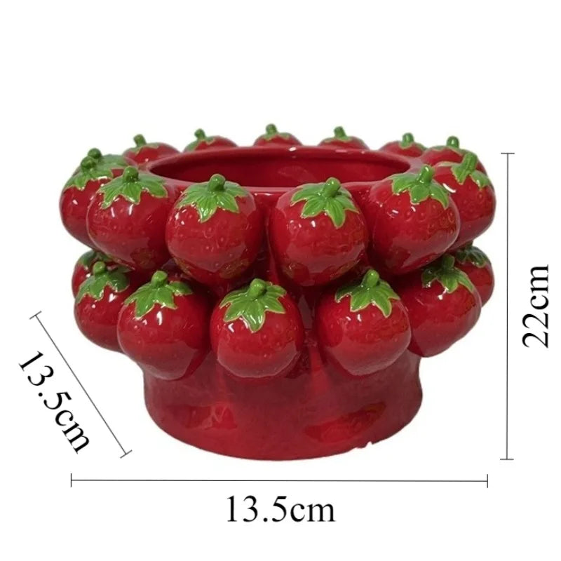 grand cache couverts rouge motif fraises modernes ludiques éligant bac fleurs