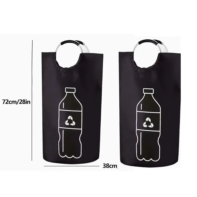 sac rangement pliable bouteilles recyclage 82l 115l moderne pratique poignées métalliques opaques illustration recyclable