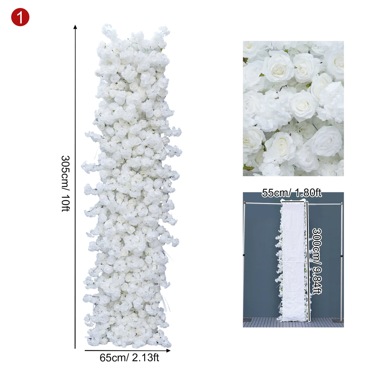 arche décorative mariage fleurs artificielles blanc rose clips chaînes extérieur classique événement anniversaire