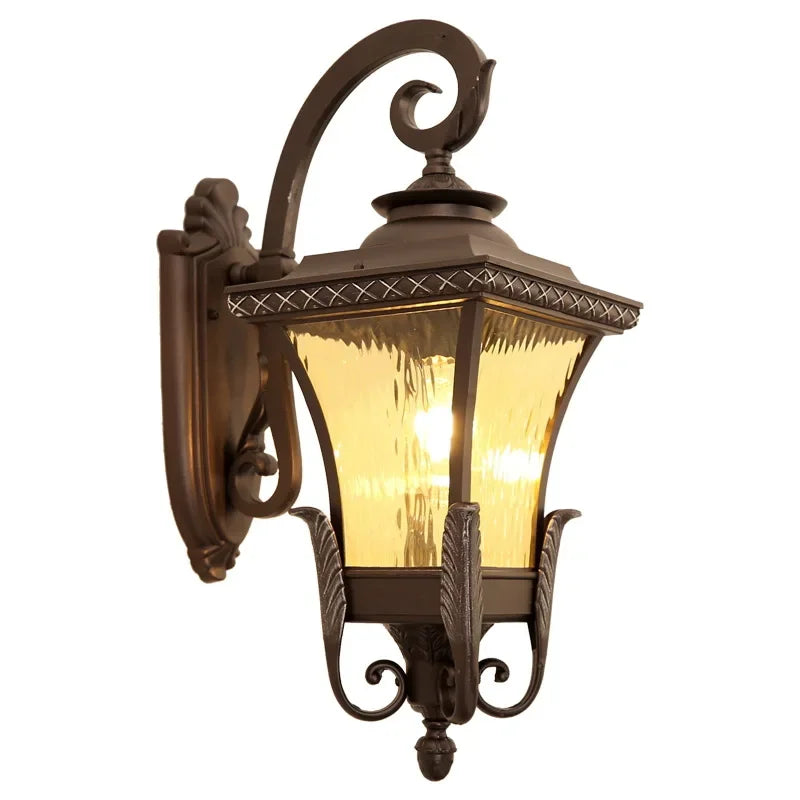 lampe murale extérieure classique marron verre opalin ip54 aluminium e27 fixations éclairage maison 10m²