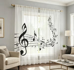 rideaux blanc noir motif musical clé sol moderne deux pièces translucides fenêtre chambreDecorationInterior