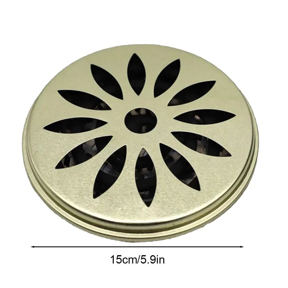 support bobine moustique argenté moderne perforé motifs floraux deco camping maison
