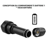 torche tactique robuste led 10w noire lumière violette rechargeable 18650 ipx6