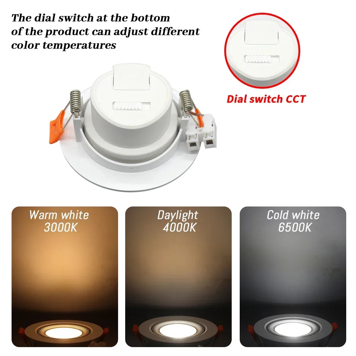 Spot LED encastrable blanc rond carré moderne switch cct 25000h lumens 121v 240v