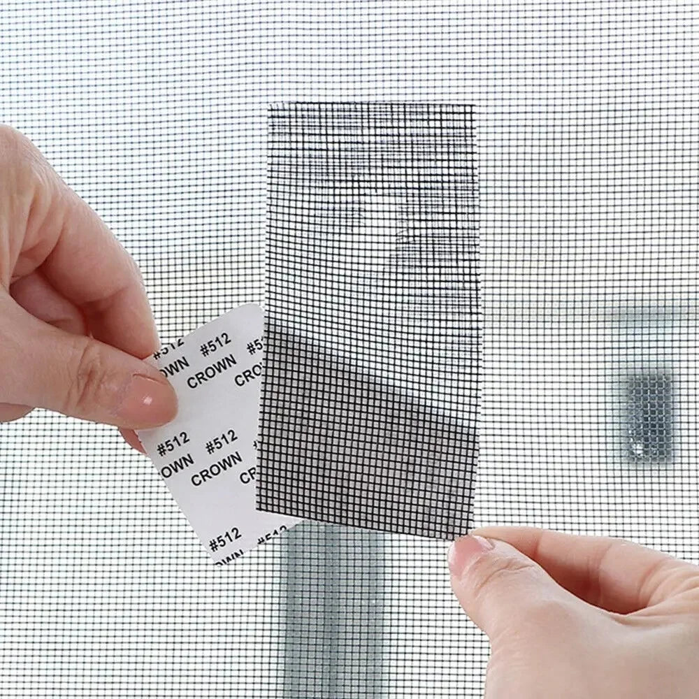 ruban adhésif réparation fenêtre maille fine gris pratique anti insectes 200cm adhésif