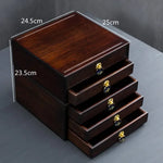 boîte thé marron tiroirs plateau poignées traditionnelle accessoire cérémonie thé pliante rangement ménage moderne