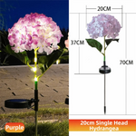 fleurs artificielles lumineuses hortensia bleu rose violet feuilles vertes moderne décoration extérieure panneau solaire