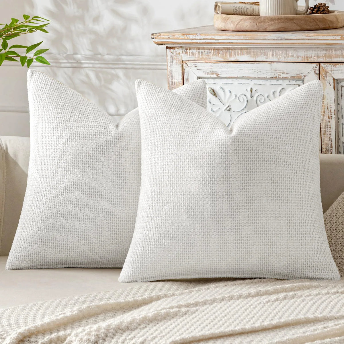 housse coussin nordique chenille solide couleur unie tissage grossier décoratif 45x45cm pièces moderne