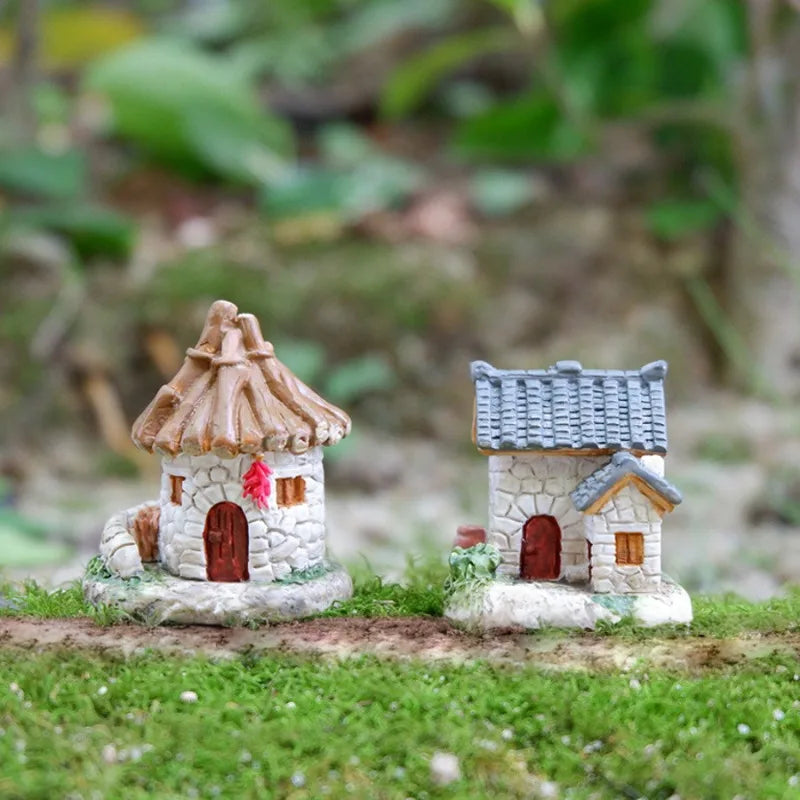 décoration extérieure miniatures maison champêtre pierre imitation tuiles chaume éléments inclusiaux