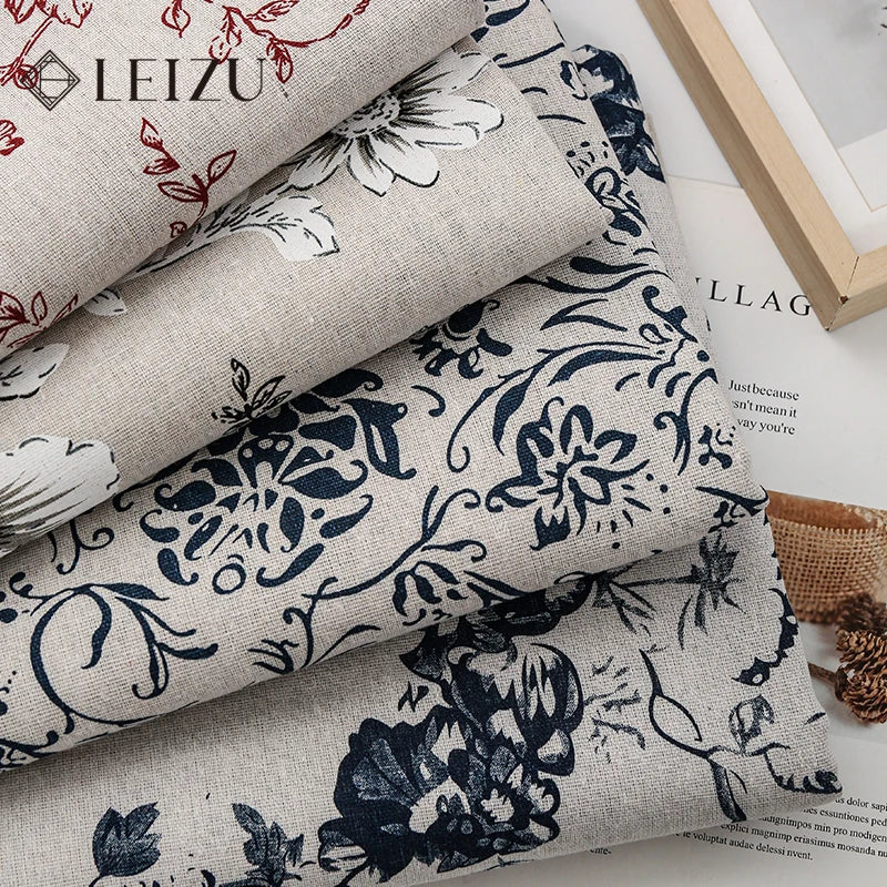 tissu imprimé fleurs feuilles beige bleu rouge résistance abrasion classique vintage 180x150cm 45x150cm 90x150cm