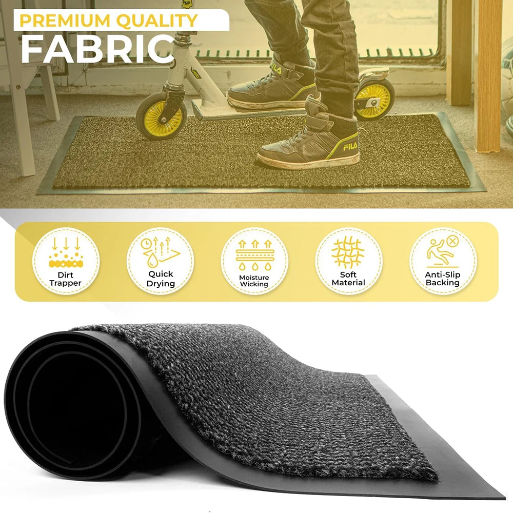tapis d'entrée noir texture granulée moderne antidérapant polypropylène polyester 40cm 60cm