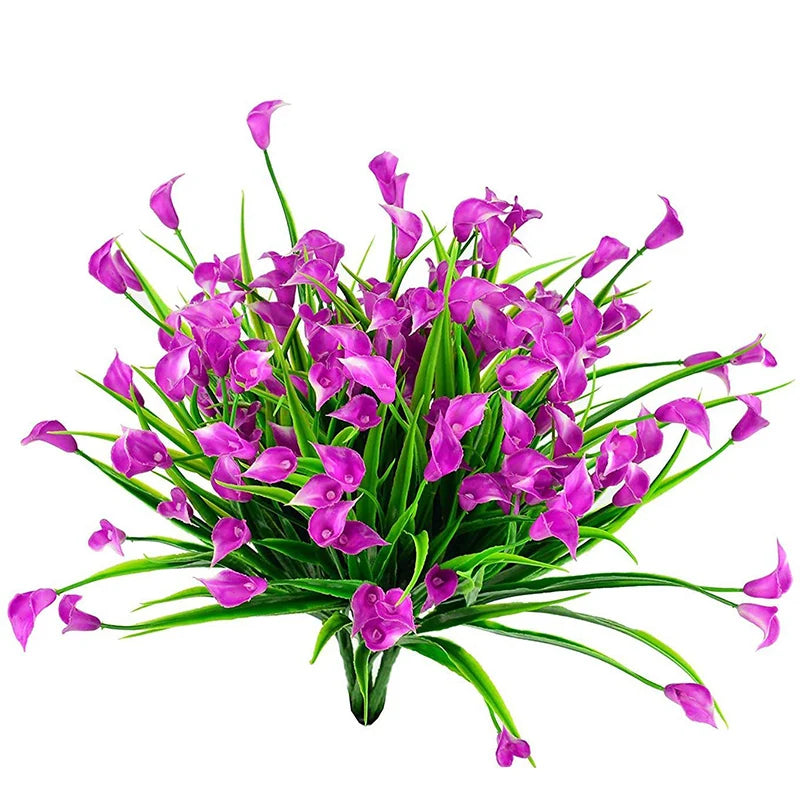 bouquet fleurs artificielles calla violettes vertes decoration intérieure moderne minimaliste