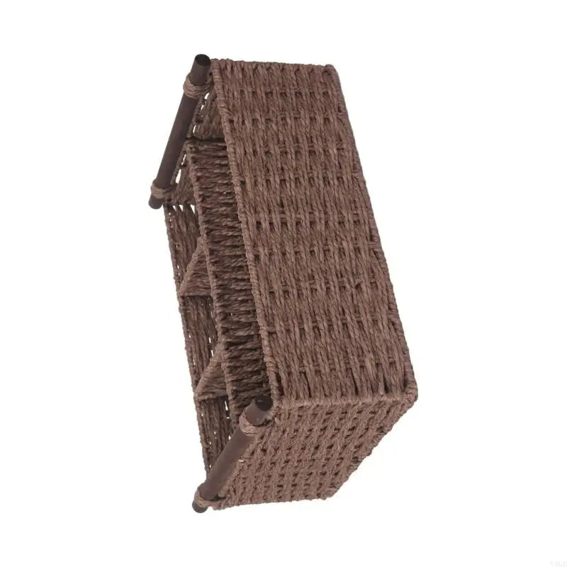 boîtes rangement tressées marron gris bohème poignées bois compartiments décoration chambre