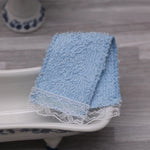 pompom bain serviettes moderne doux blanc rose vert violet jaune dentelé pratique chambre