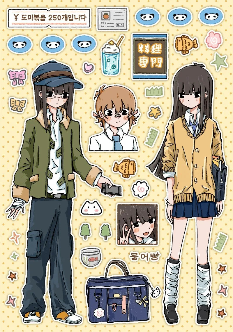 sticker dessin animé motif scolaire chat quotidien opaque manuel décoration papier variété couleurs