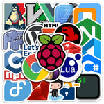 stickers technologie logos python docker linux node js cartoonesques adhésifs adultes adolescents