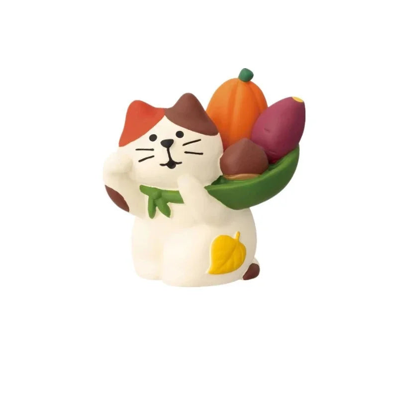 figurines animaux résine japonais vert marron orange blanc rouge gris personnages animaux arbres fruits