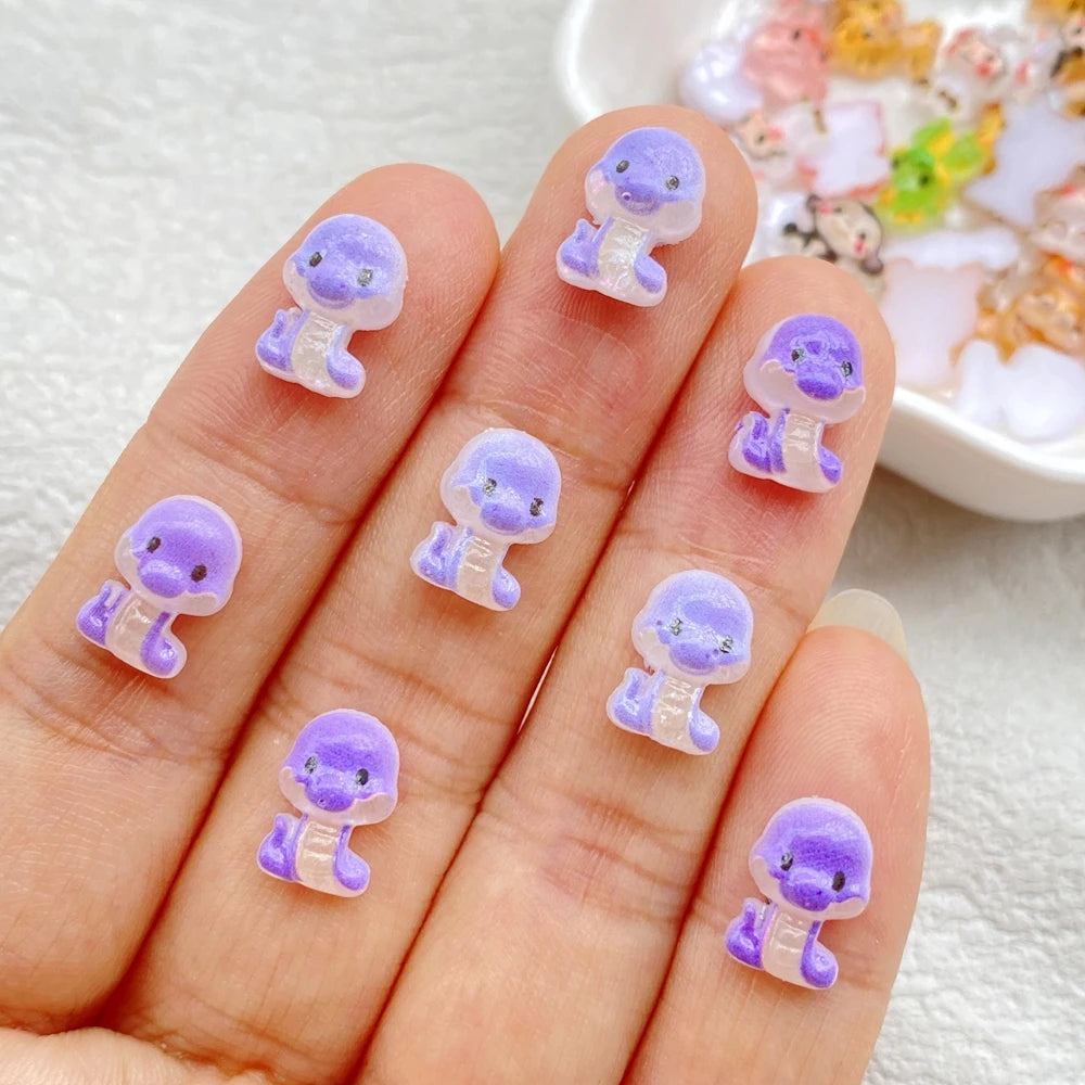 bijoux ongles animaux mignons résine cartoon grenouille rat chien singe vert bleu jaune rose