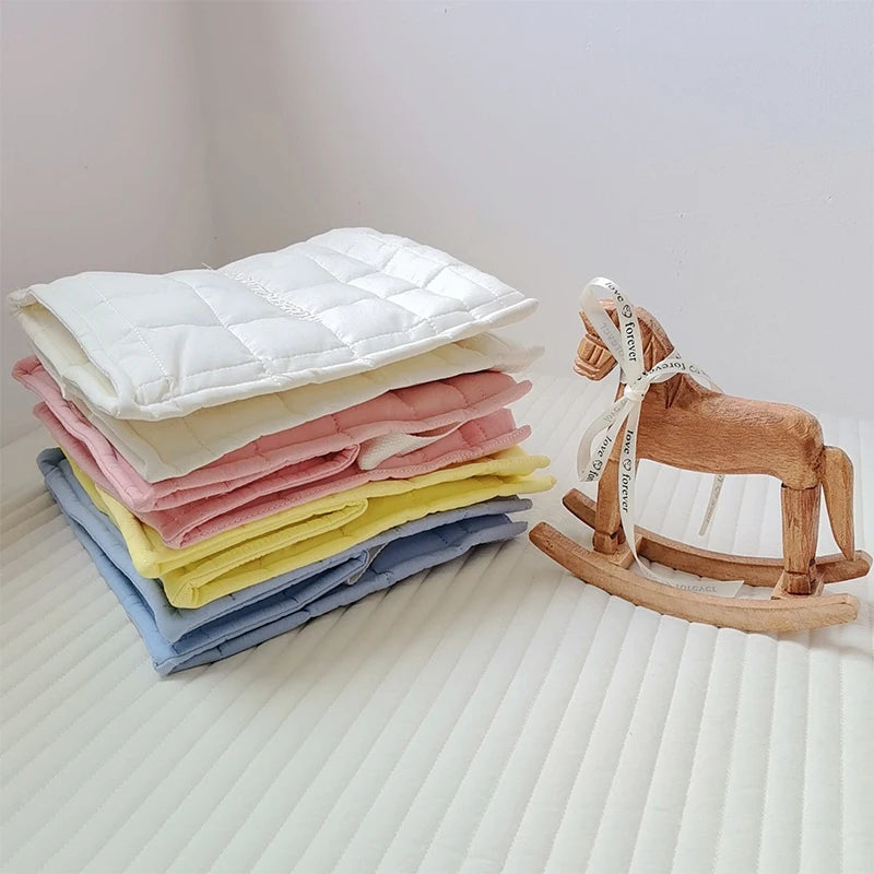 sac rangement coton piqueté moderne doux poignées tissu multicolore beige rose bleuclair jaune blanc
