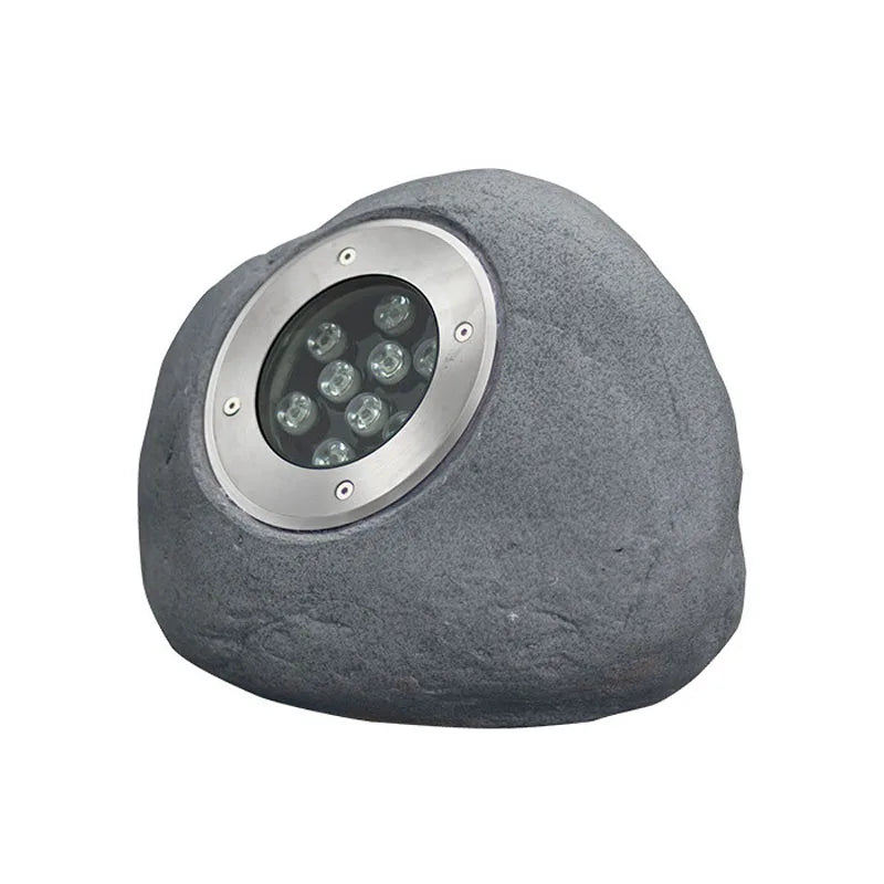 lampe solaire imitation pierre moderne gris extérieure autonomie ip65 abs led 9w