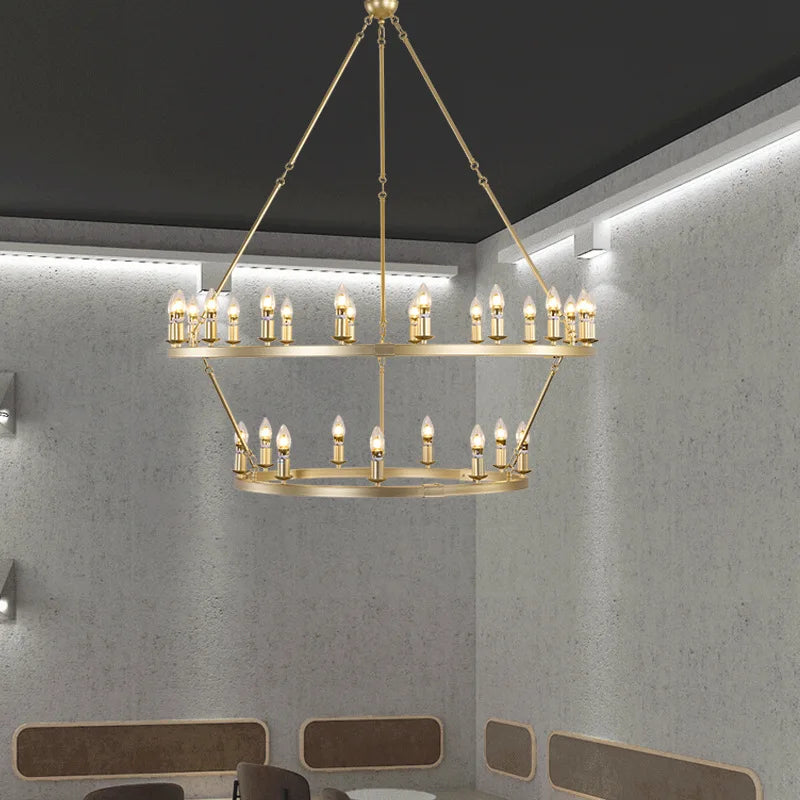 lustre rond élégant moderne classique noir or ampoules chaînes fixations