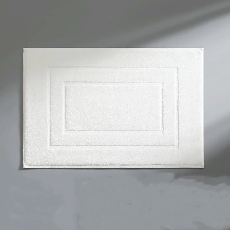 tapis bain absorbant coton blanc gris moderne texturé jacquard duveteux poils longs