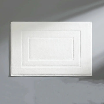 tapis bain absorbant coton blanc gris moderne texturé jacquard duveteux poils longs
