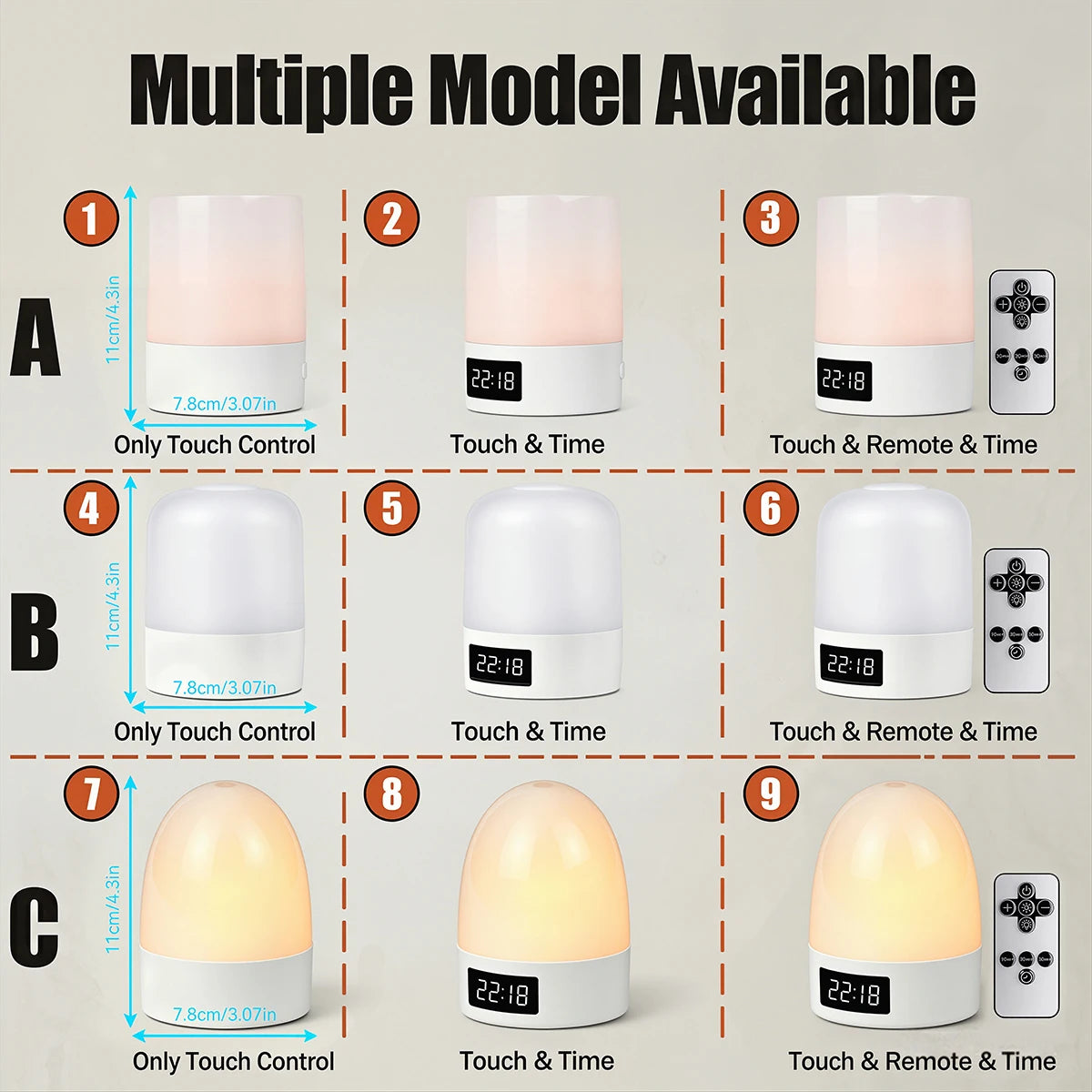 lampe chevet tactile rechargeable affichage heure beige blanc moderne