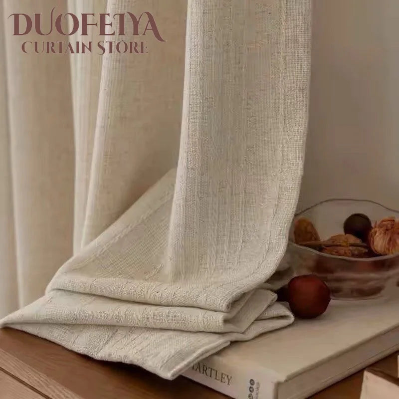 rideau moderne minimaliste polyester beige clair anneaux opacité maison W120cmxH250cm W150cmxH250cm